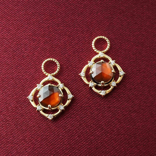 [Debut] 10K Triplet Stone Charms [Splendor] (Large Link) (Yellow Gold) - Product Image