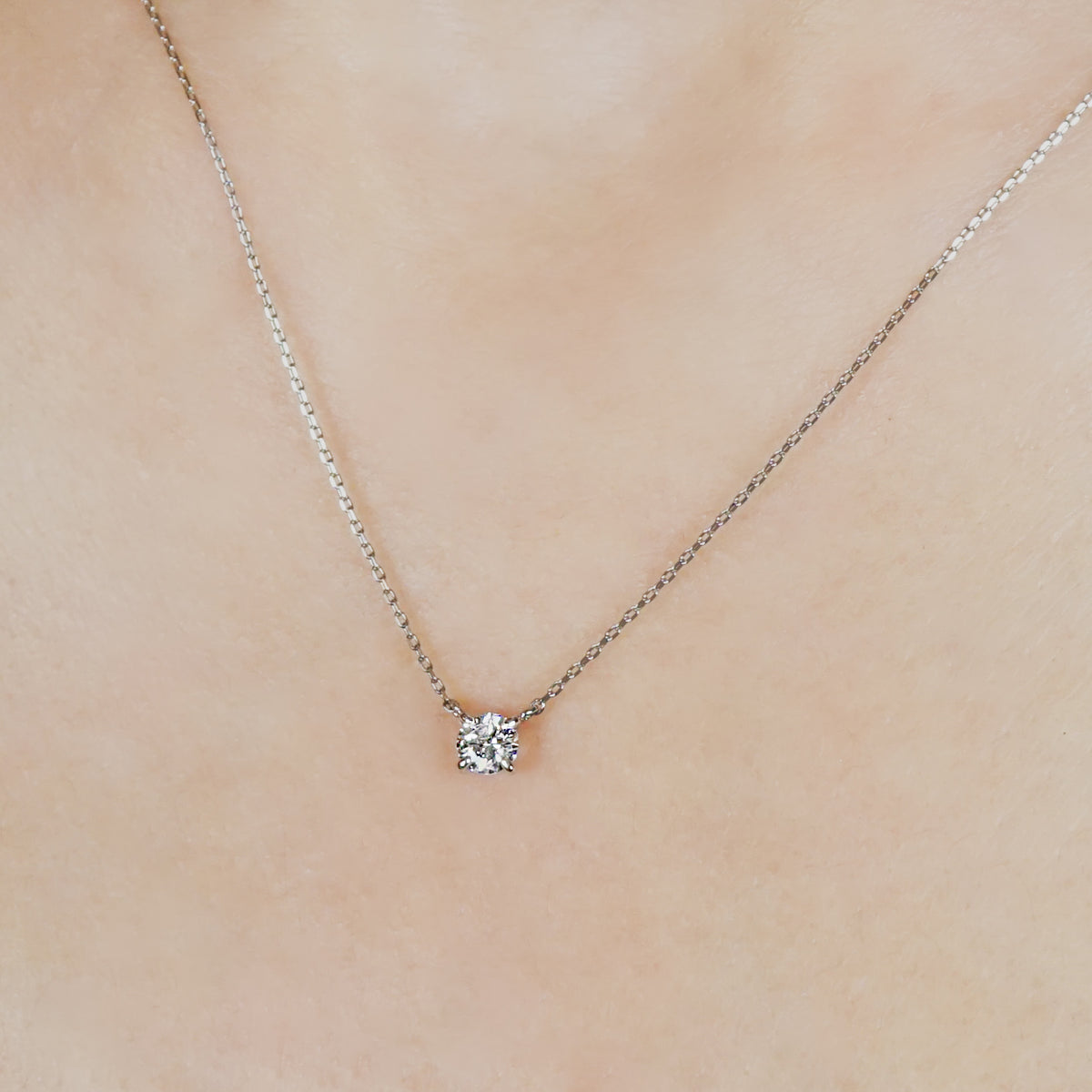Platinum Diamond Limited Edition Solitaire Necklace - Model Image