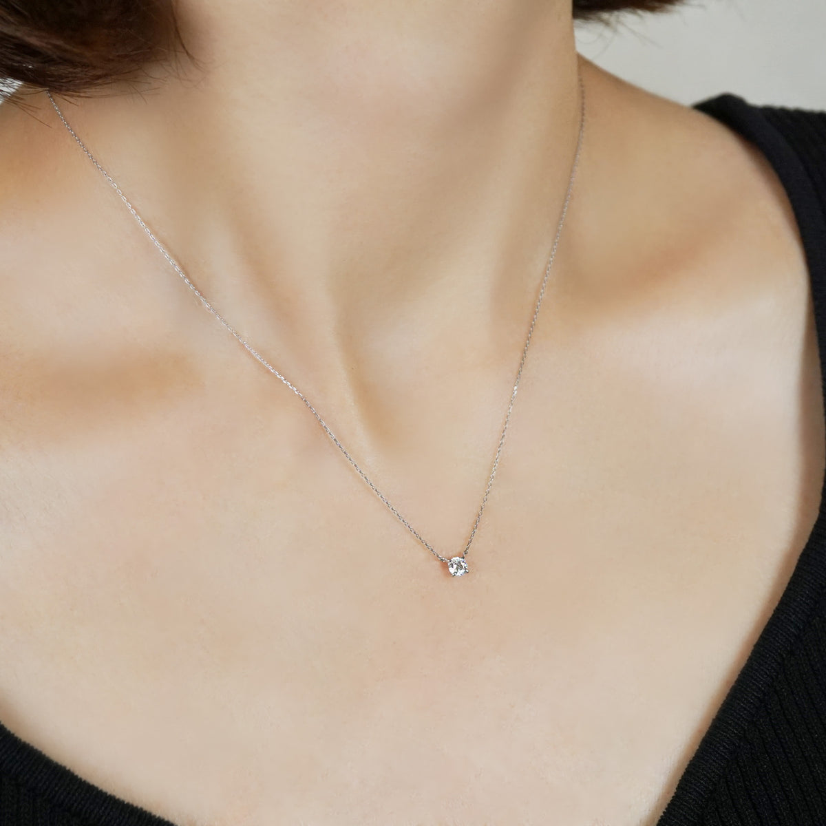 Platinum Diamond Limited Edition Solitaire Necklace - Model Image