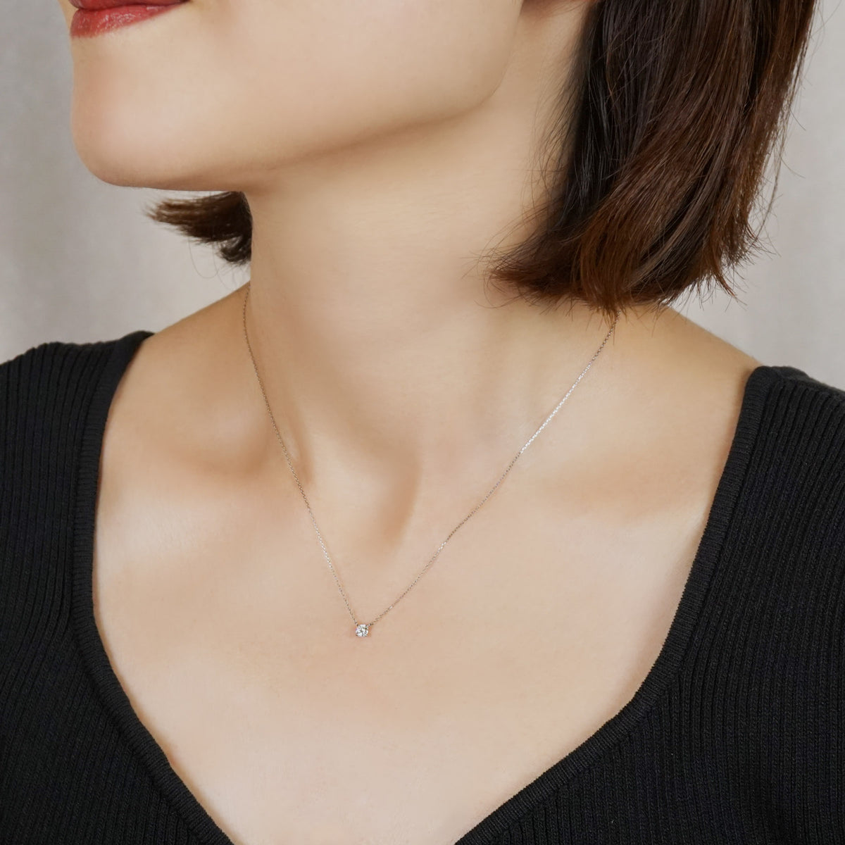 Platinum Diamond Limited Edition Solitaire Necklace - Model Image
