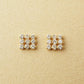 10K 9-Stone Square Stud Earrings (Yellow Gold) - Product Image