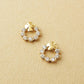 10K Clover Circle Stud Earrings (Yellow Gold) - Product Image