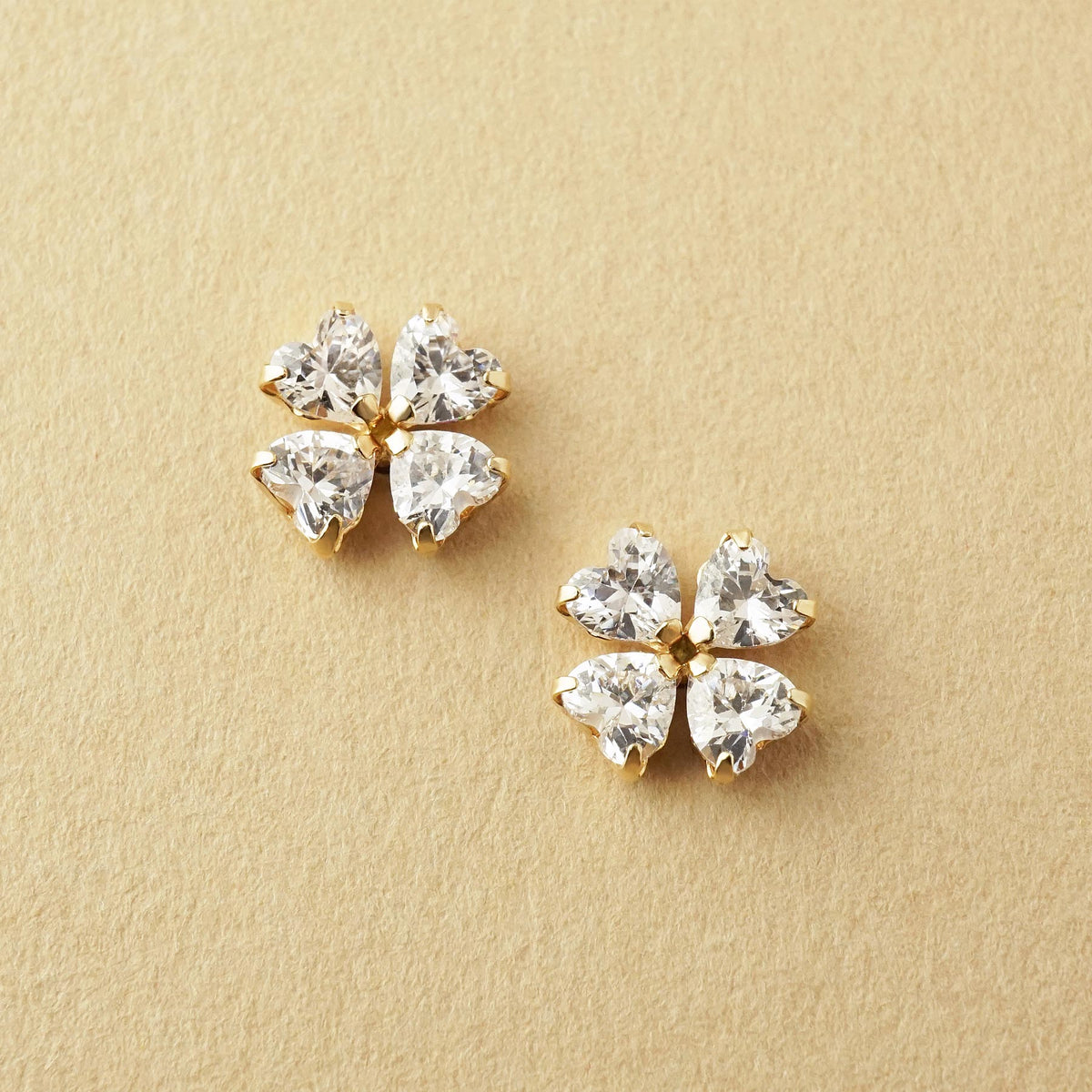 10K Four Leaf Clover Stud Earrings (Yellow Gold) - Product Image