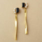 10K / 925 Sterling Silver Baguette Cut Twisted Line Swinging Earrings - Product Image