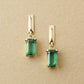 10K Green Quartz Baguette Cut Swinging Earrings (Yellow Gold) - Product Image