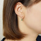 10K Green Quartz Baguette Cut Swinging Earrings (Yellow Gold) - Model Image