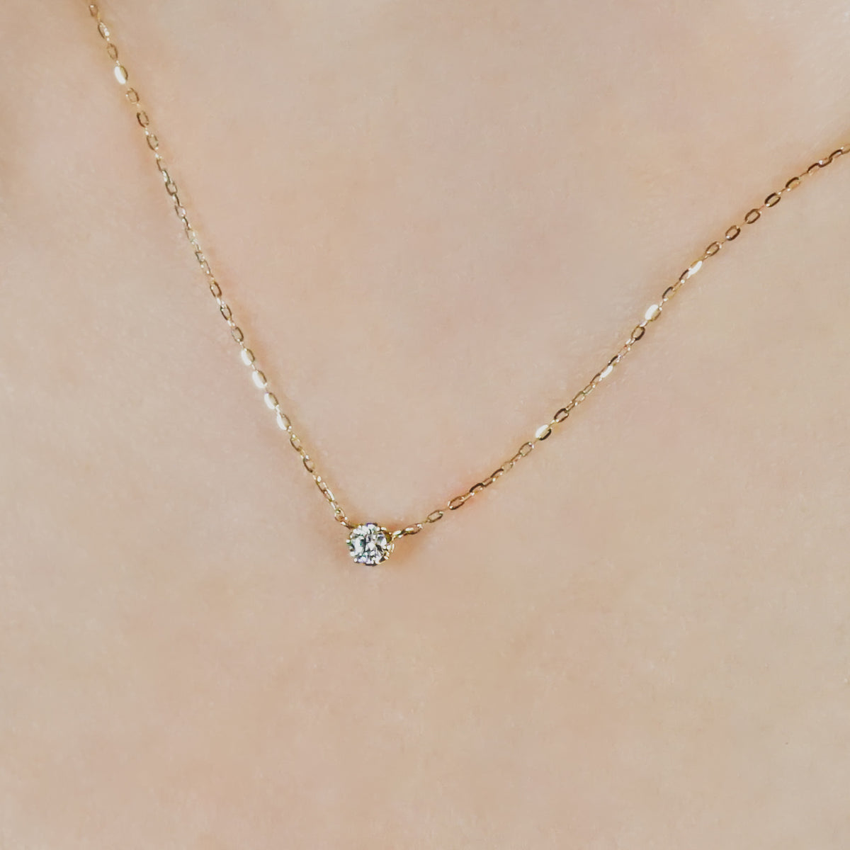 10K Heart & Cupid Diamond Solitaire Necklace (Yellow Gold) - Model Image