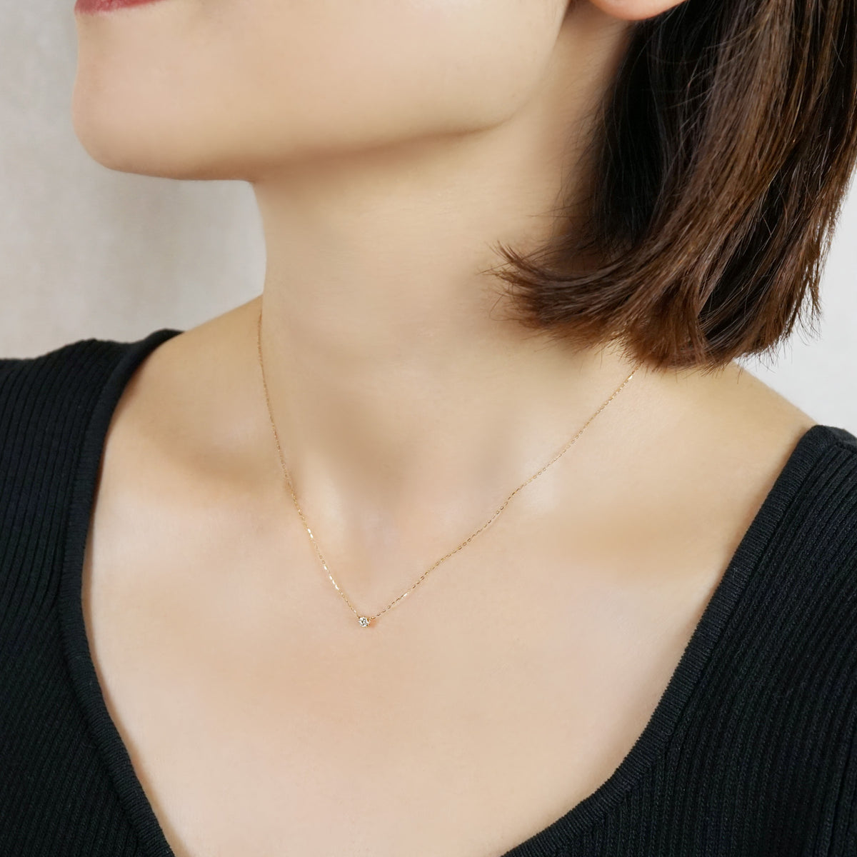 10K Heart & Cupid Diamond Solitaire Necklace (Yellow Gold) - Model Image
