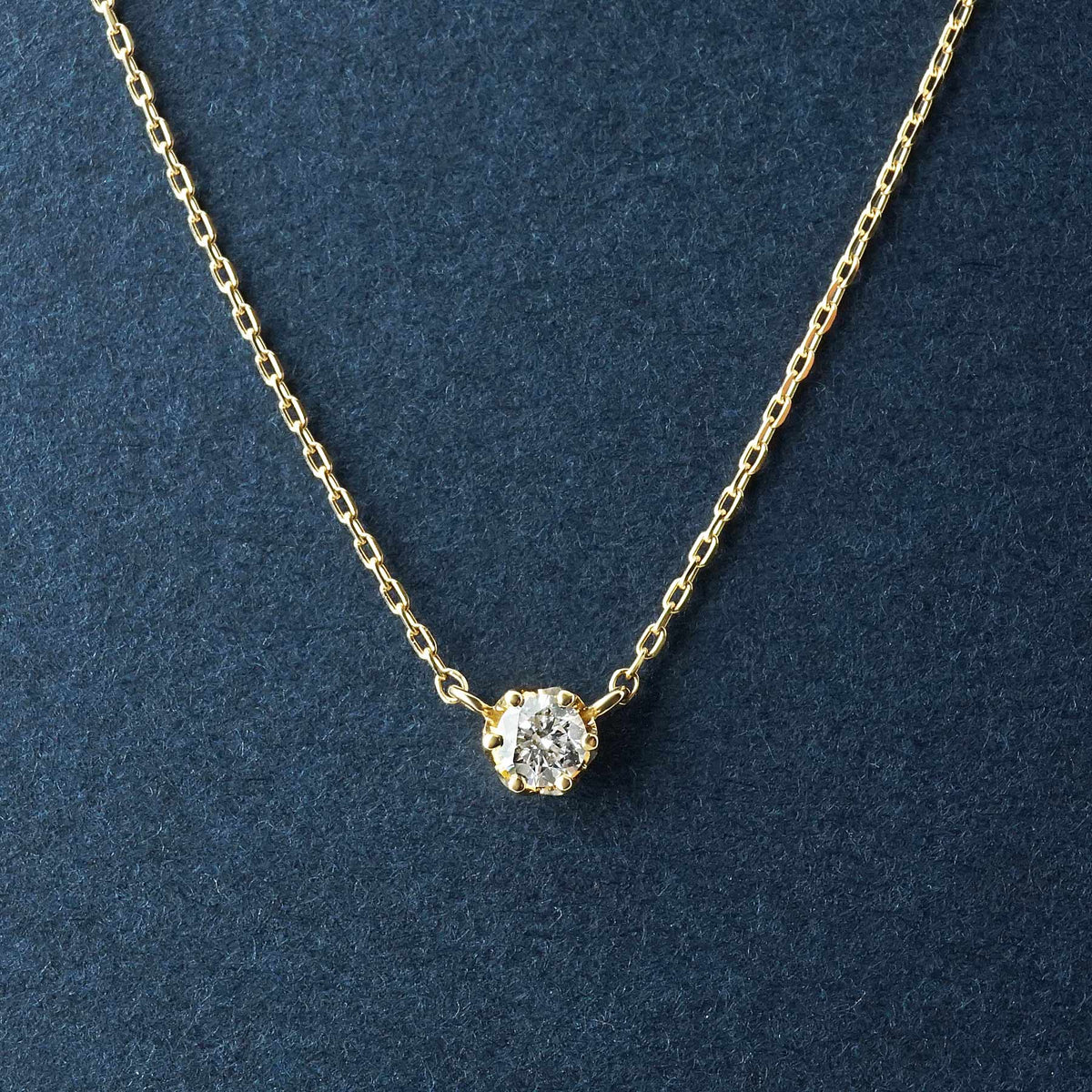 18K Heart & Cupid Diamond Solitaire Necklace (Yellow Gold) - Product Image