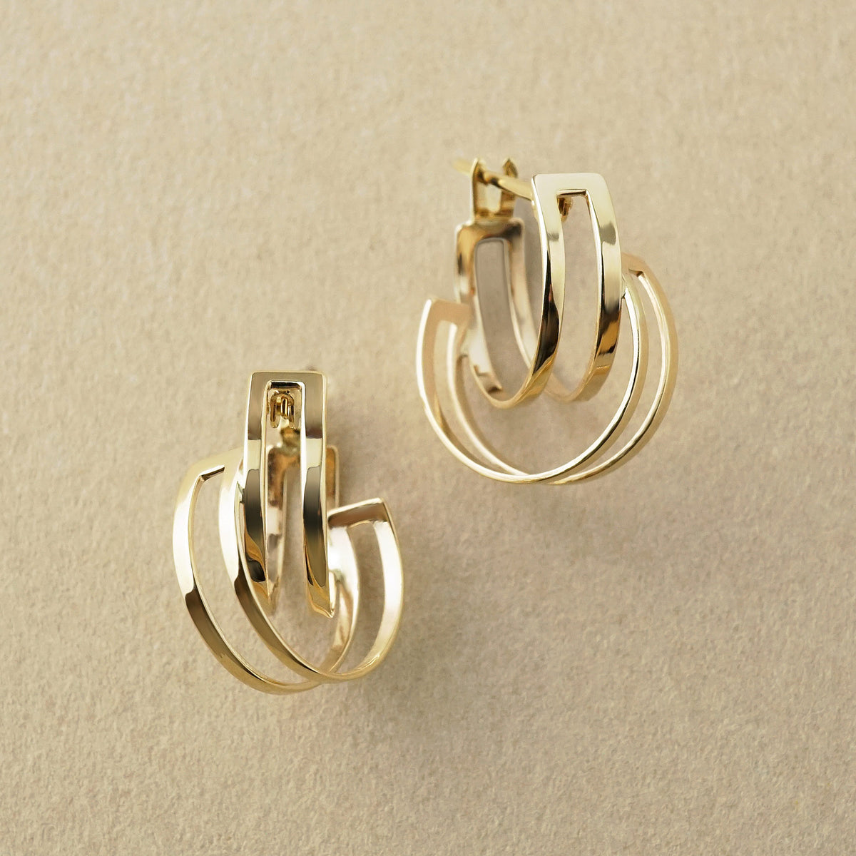 10K Double Hoop Earrings (Yellow Gold) - Product Image