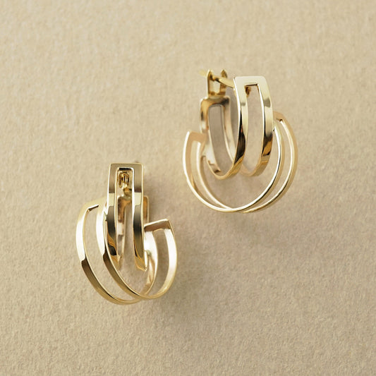 10K Double Hoop Earrings (Yellow Gold) - Product Image