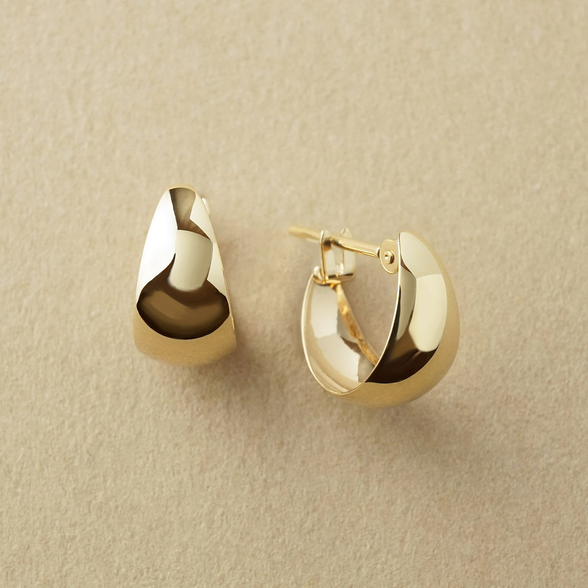 10K Plump Mini Hoop Earrings (Yellow Gold) - Product Image