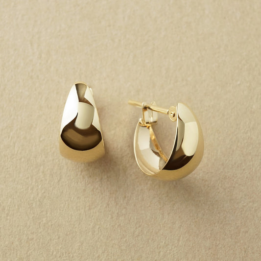 10K Plump Mini Hoop Earrings (Yellow Gold) - Product Image
