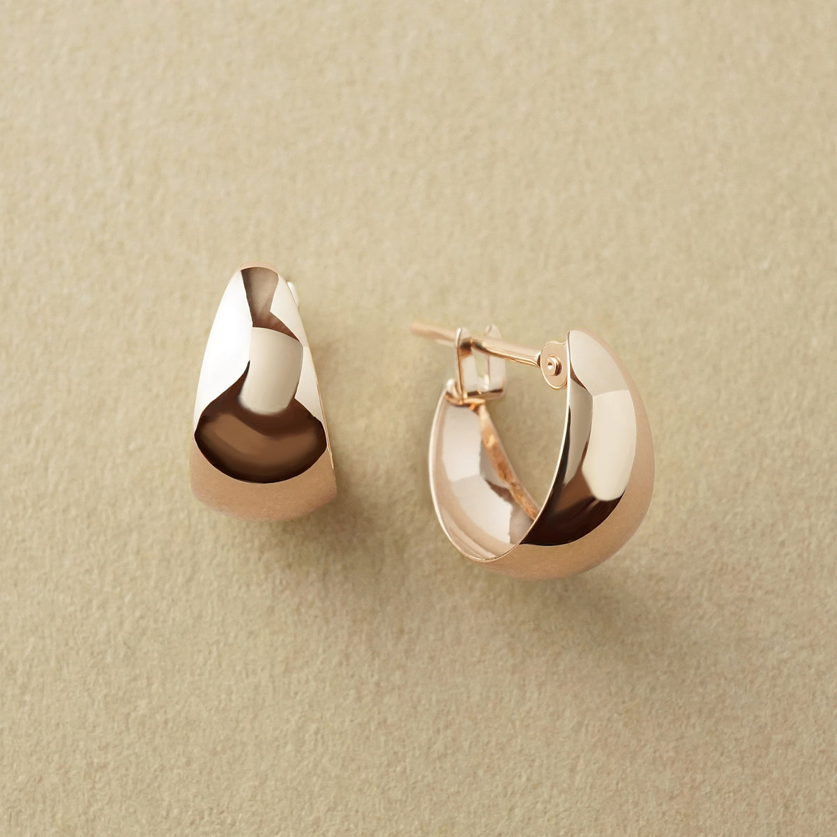 10K Plump Mini Hoop Earrings (Rose Gold) - Product Image