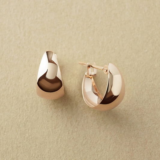 10K Plump Mini Hoop Earrings (Rose Gold) - Product Image