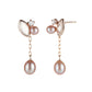 18K/10K Rose Gold Fresh Water Pearl Swinging Earrings - Product Image