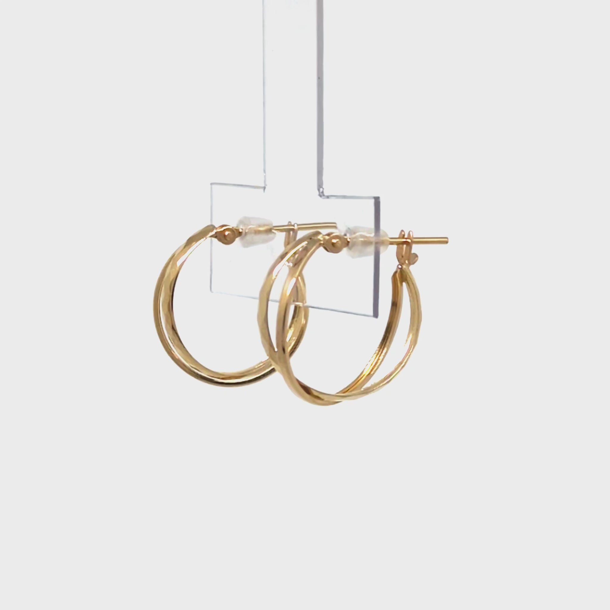 18K/10K Mixed Cut Double Hoop Earrings (Yellow Gold) - Product Video