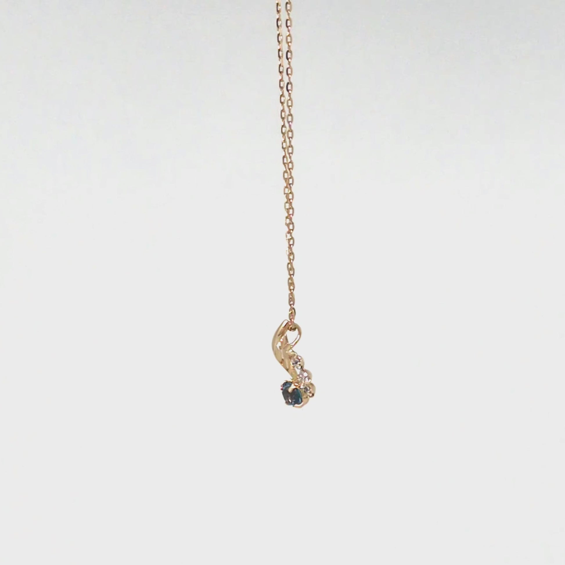10K Blue Topaz and Moissanite Necklace [Falling Star] (Yellow Gold) - Product Video