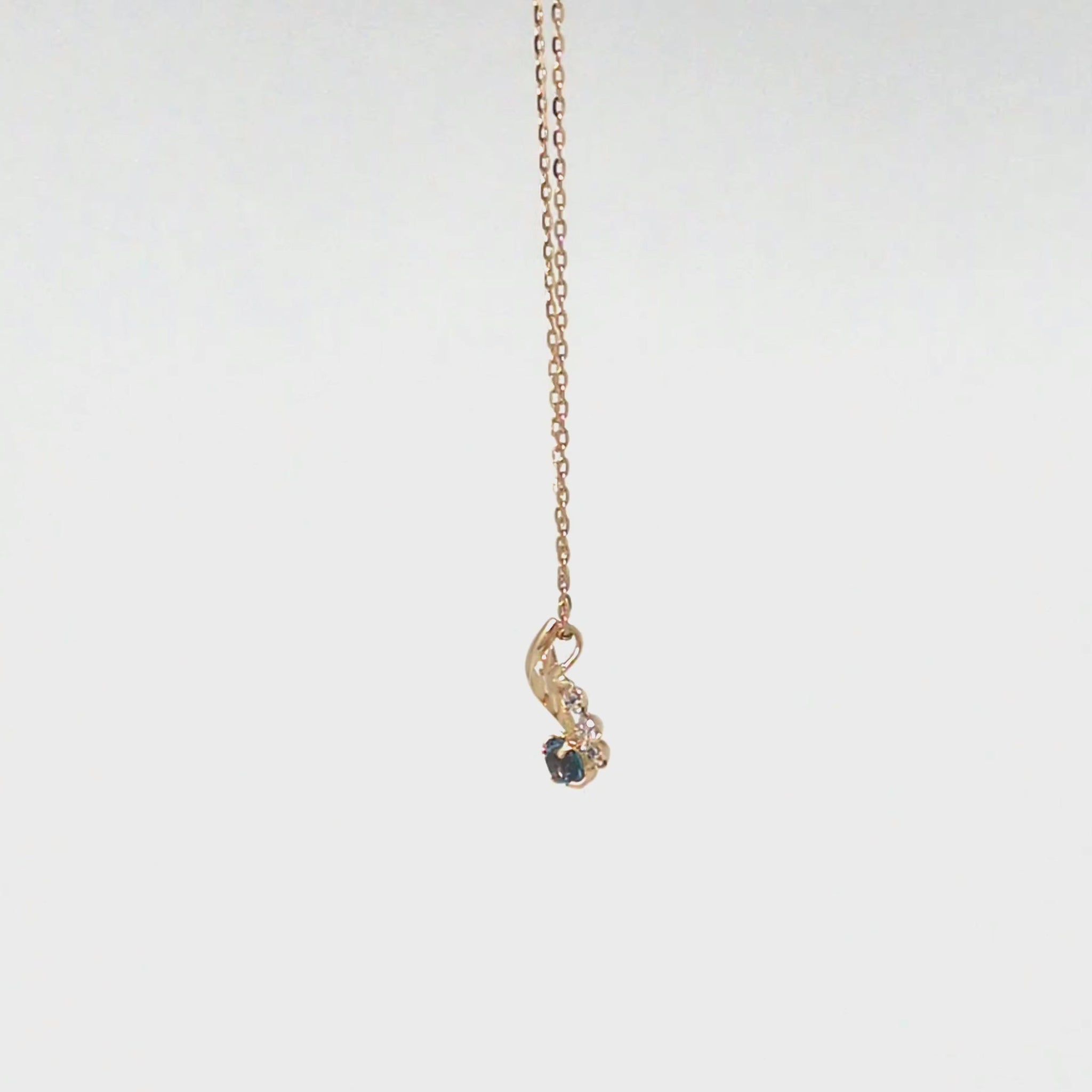 10K Blue Topaz and Moissanite Necklace [Falling Star] (Yellow Gold) - Product Video