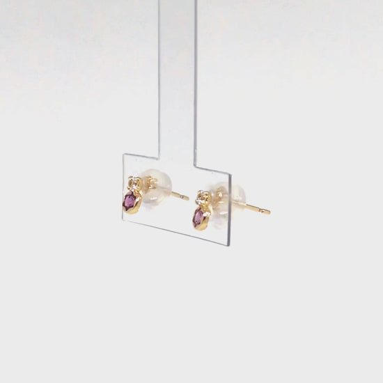 [WEB Exclusive] 10K Rhodolite Garnet Stud Earrings (Yellow Gold) - Product Video