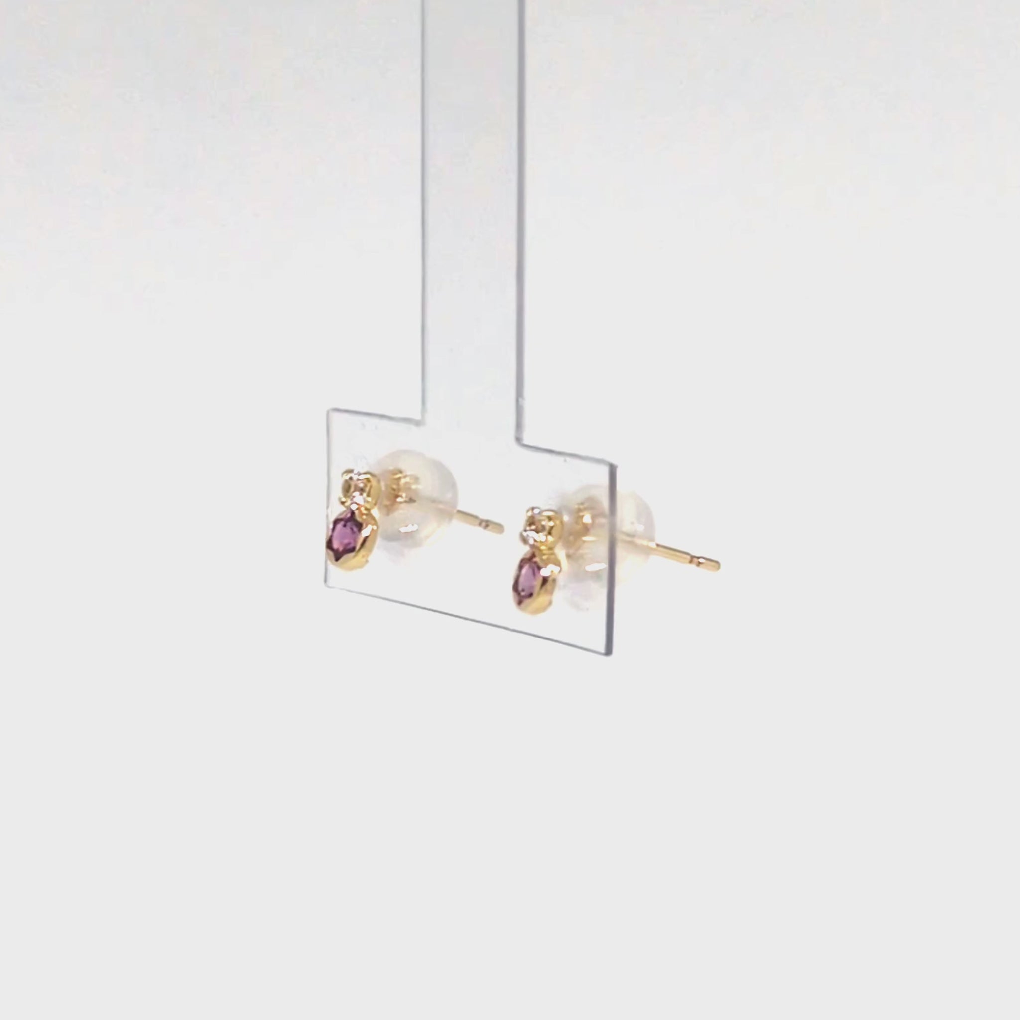 [WEB Exclusive] 10K Rhodolite Garnet Stud Earrings (Yellow Gold) - Product Video