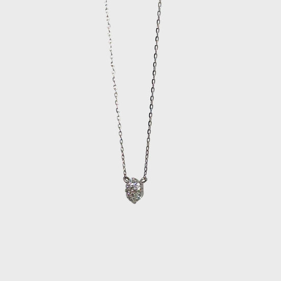 Platinum Diamond Flower Pave Necklace L - Product Video
