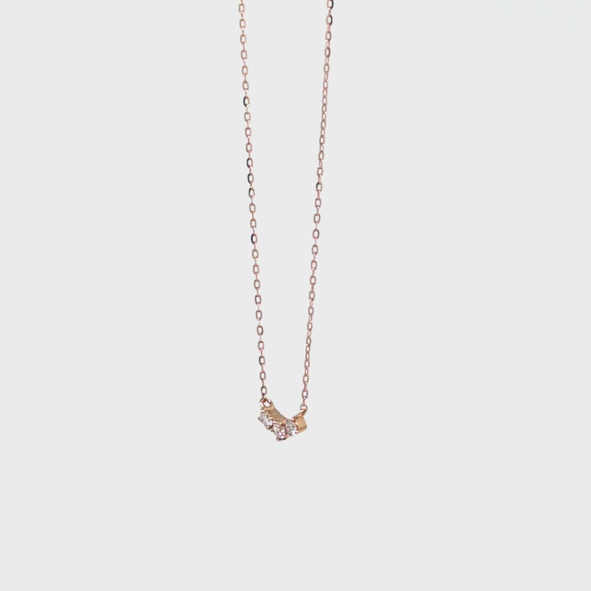 10K Trilogy Diamond Necklace (Rose Gold / Yellow Gold) - Product Video