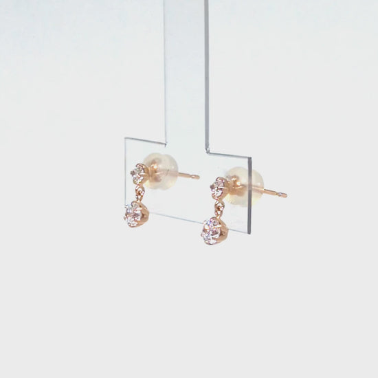 10K 2-Stone Swinging Earrings (Rose Gold) - Product Video