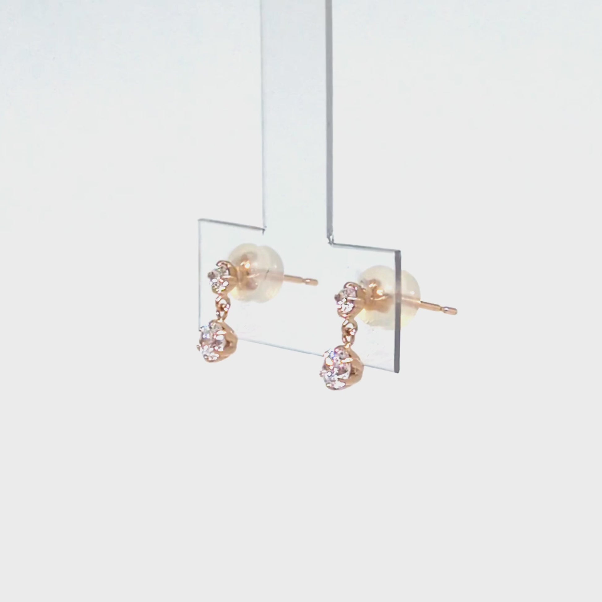 10K 2-Stone Swinging Earrings (Rose Gold) - Product Video