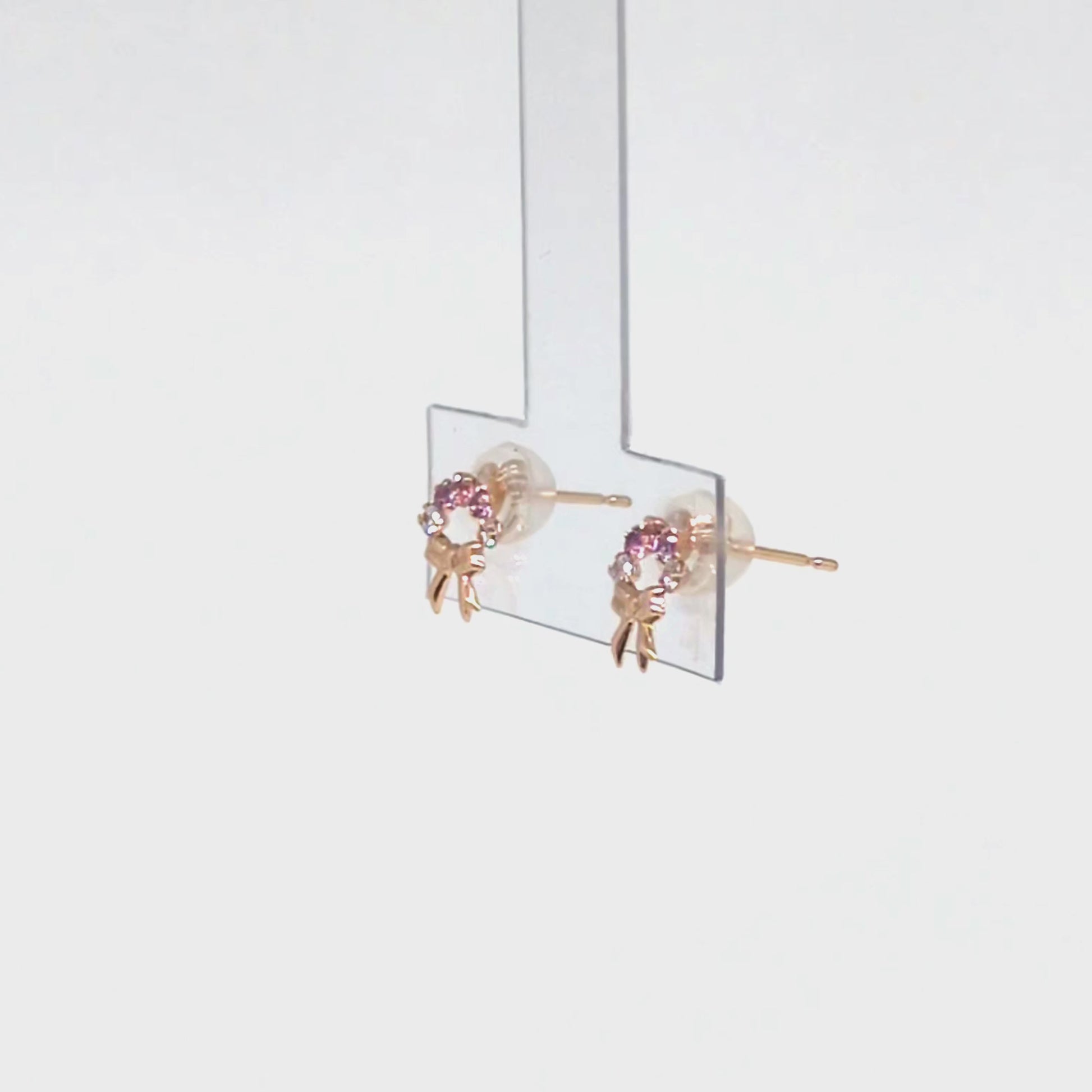 18K/10K Pink Tourmaline Bouquet Stud Earrings (Rose Gold) - Product Video