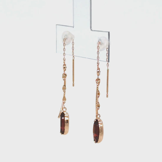 [WEB Exclusive] 10K Garnet Dew Drop Threader Earrings (Rose Gold) - Product  Video 