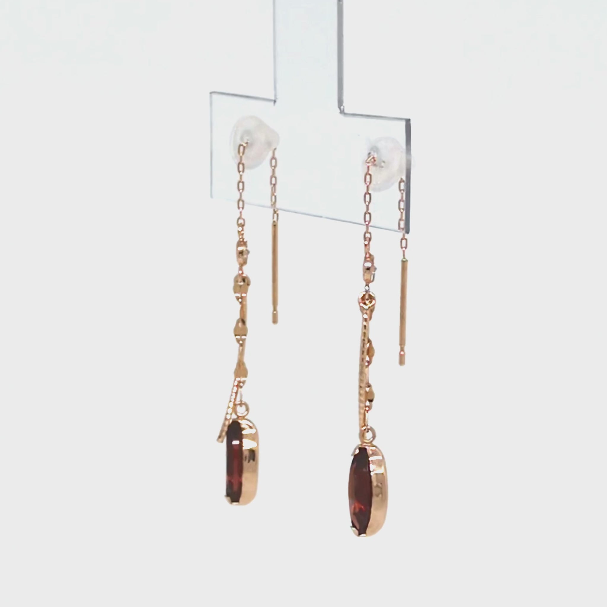 [WEB Exclusive] 10K Garnet Dew Drop Threader Earrings (Rose Gold) - Product  Video 