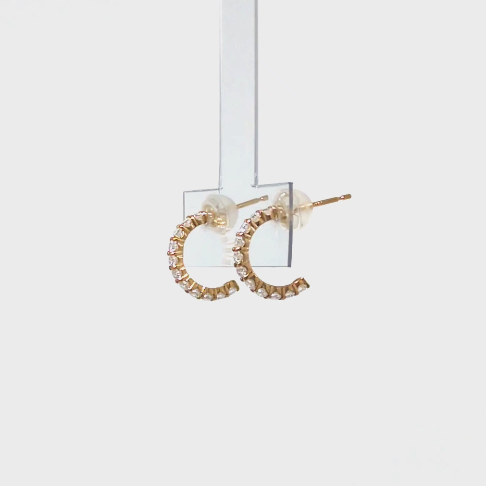 18K/10K Moissanite Melee Crescent Earrings (Yellow Gold) - Product Video