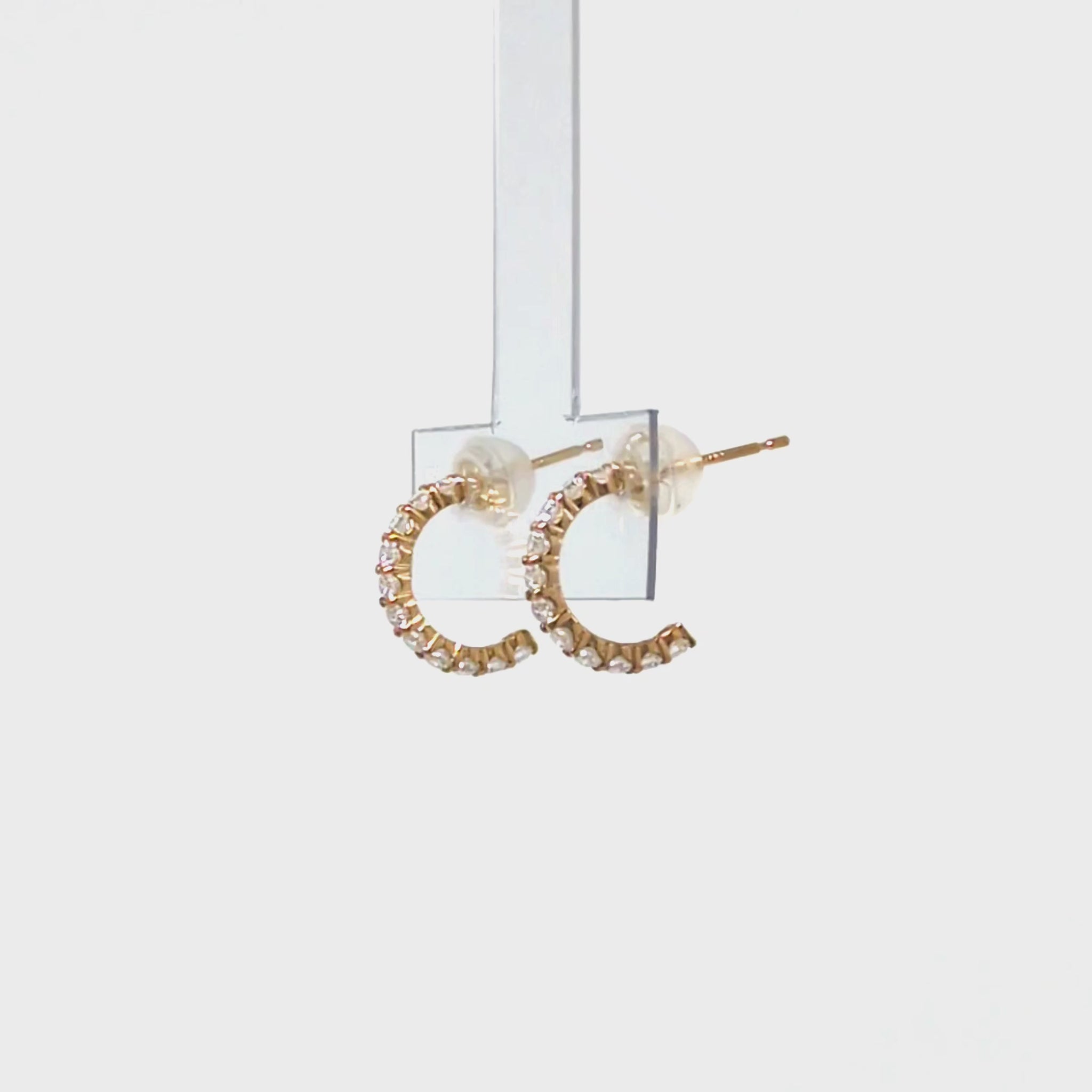 18K/10K Moissanite Melee Crescent Earrings (Yellow Gold) - Product Video