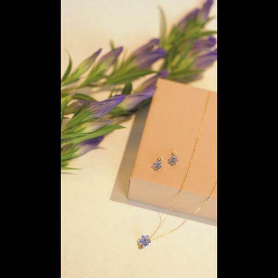 [Birth Flower Jewelry] September - Gentian Earrings (18K/10K Yellow Gold) - Video