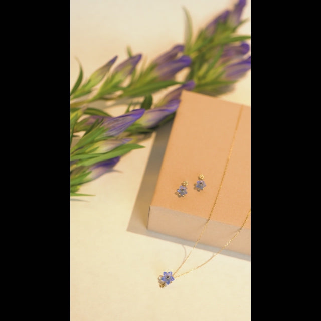[Birth Flower Jewelry] September - Gentian Earrings (18K/10K Yellow Gold) - Video