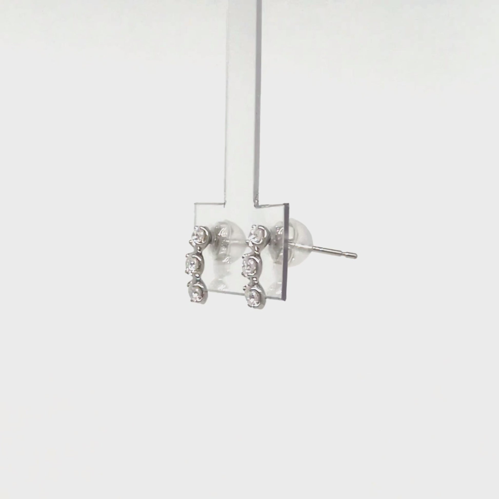 14K/10K Moissanite Trilogy Earrings (White Gold) - Product Video