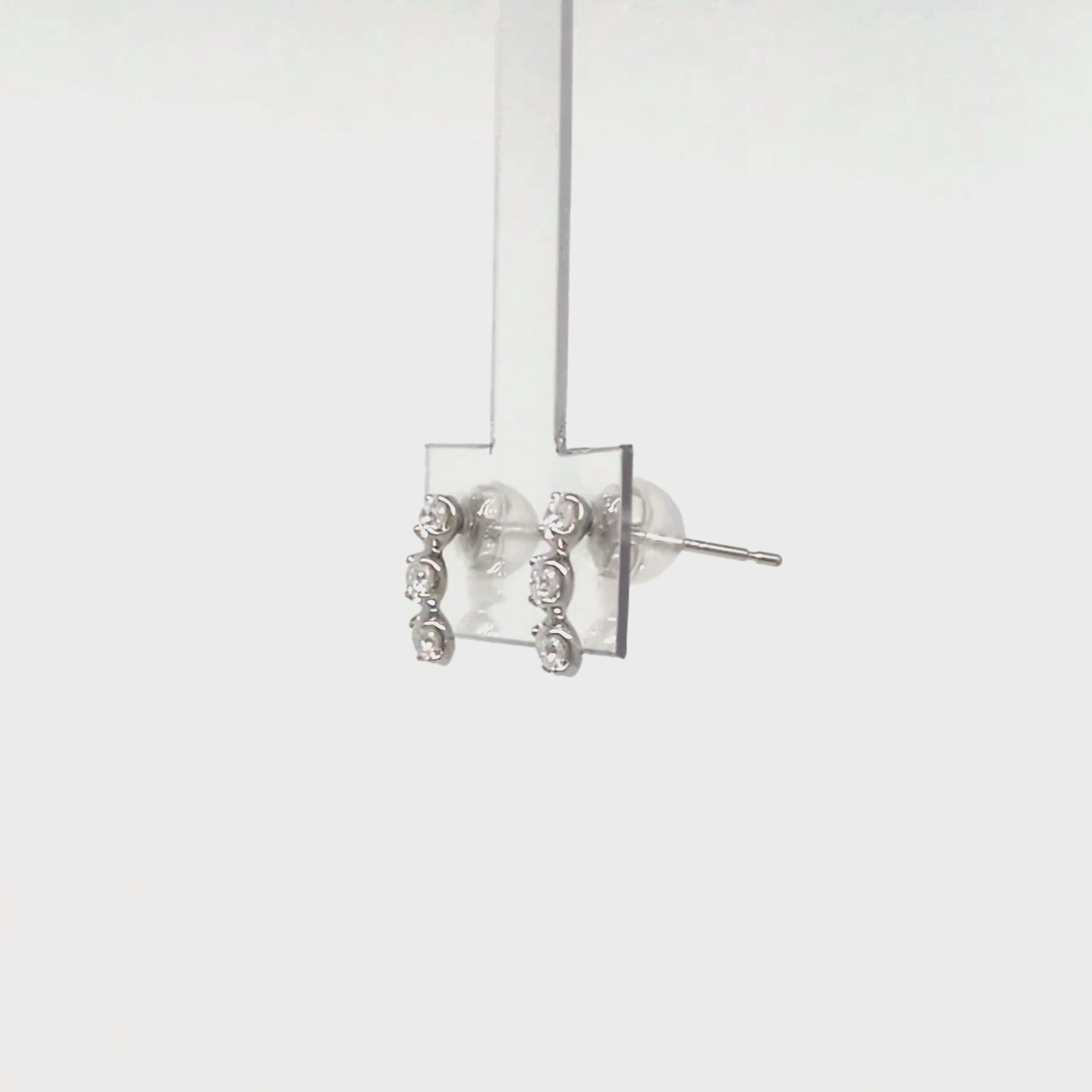 14K/10K Moissanite Trilogy Earrings (White Gold) - Product Video