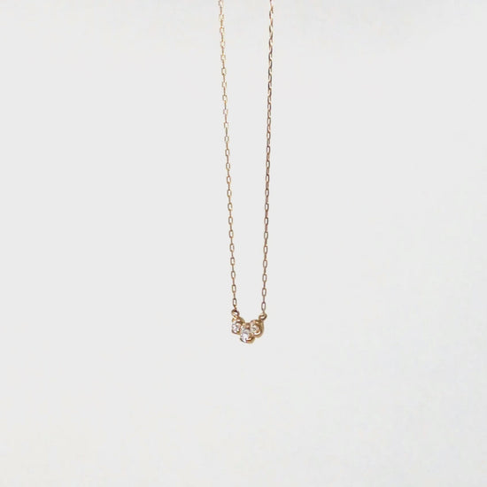 10K Moissanite Trilogy Necklace (Yellow Gold) - Product Video