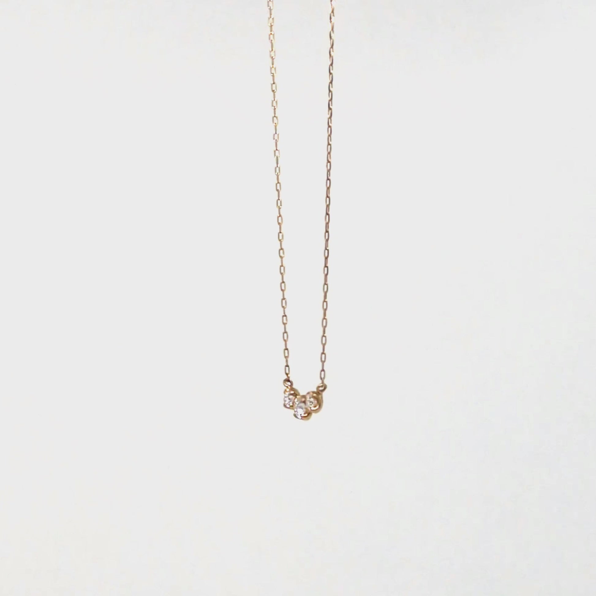 10K Moissanite Trilogy Necklace (Yellow Gold) - Product Video