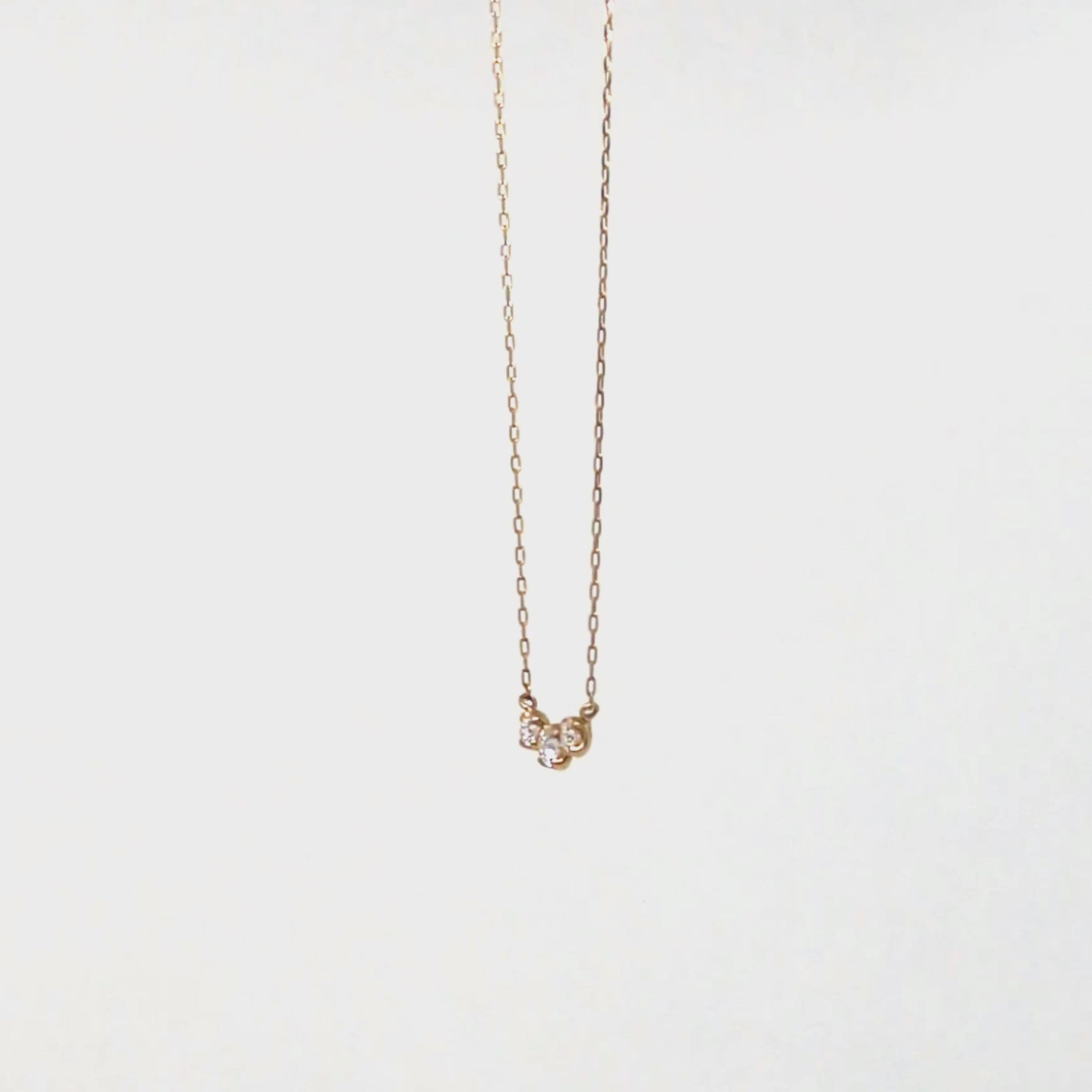 10K Moissanite Trilogy Necklace (Yellow Gold) - Product Video