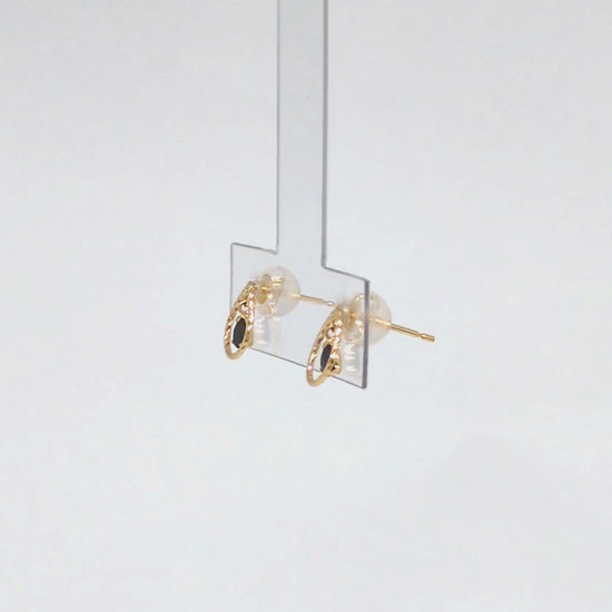 18K/10K Onyx Dew Drop Frame Stud Earrings (Yellow Gold) - Product Video