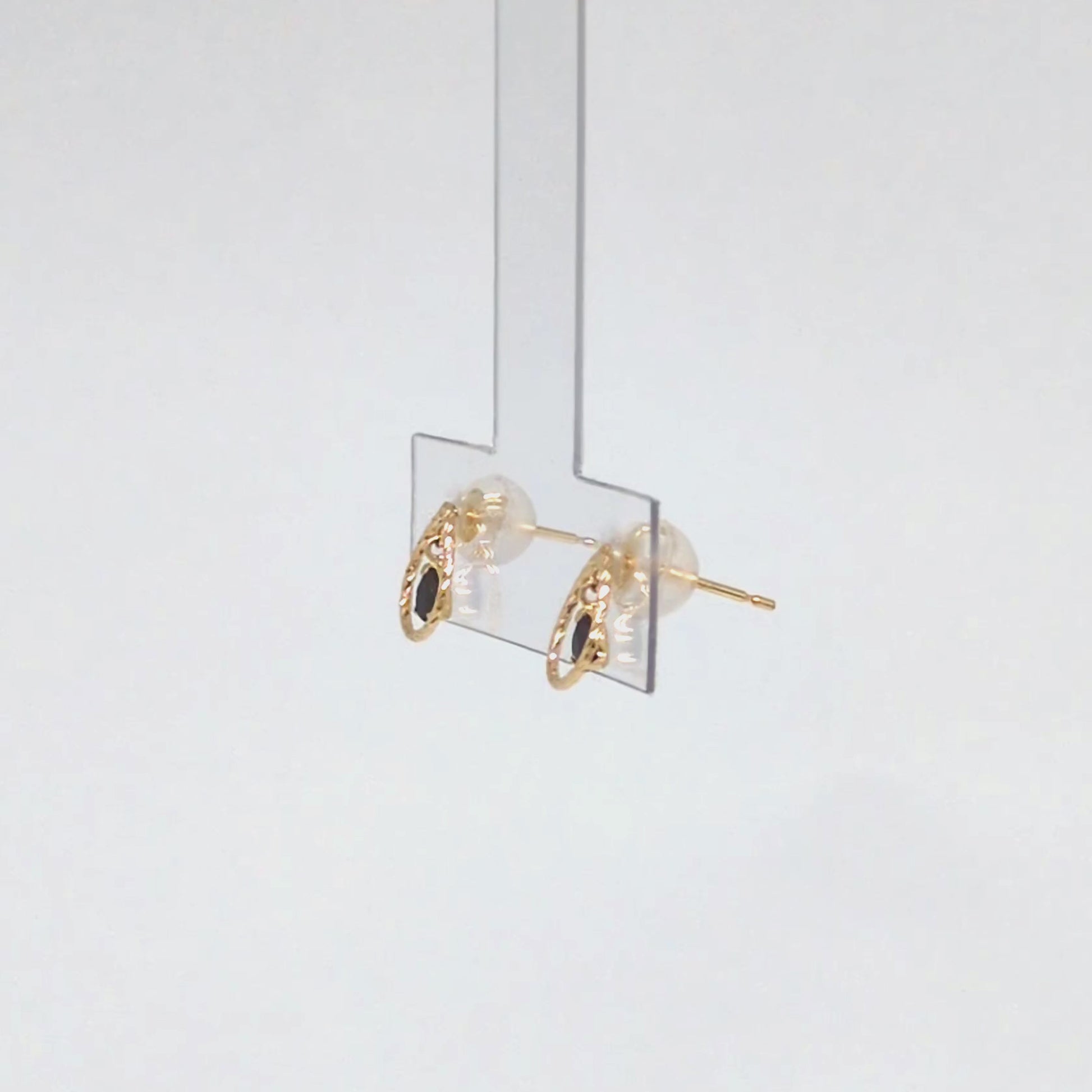 18K/10K Onyx Dew Drop Frame Stud Earrings (Yellow Gold) - Product Video