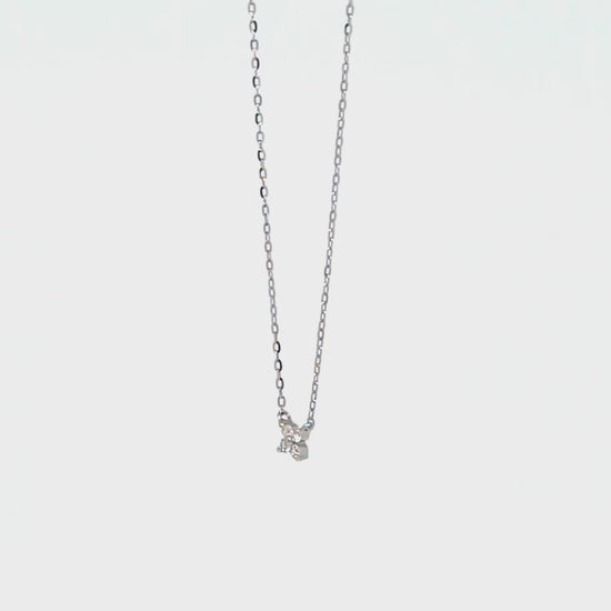 10K Diamond Mini Flower Necklace (White Gold) - Product Video