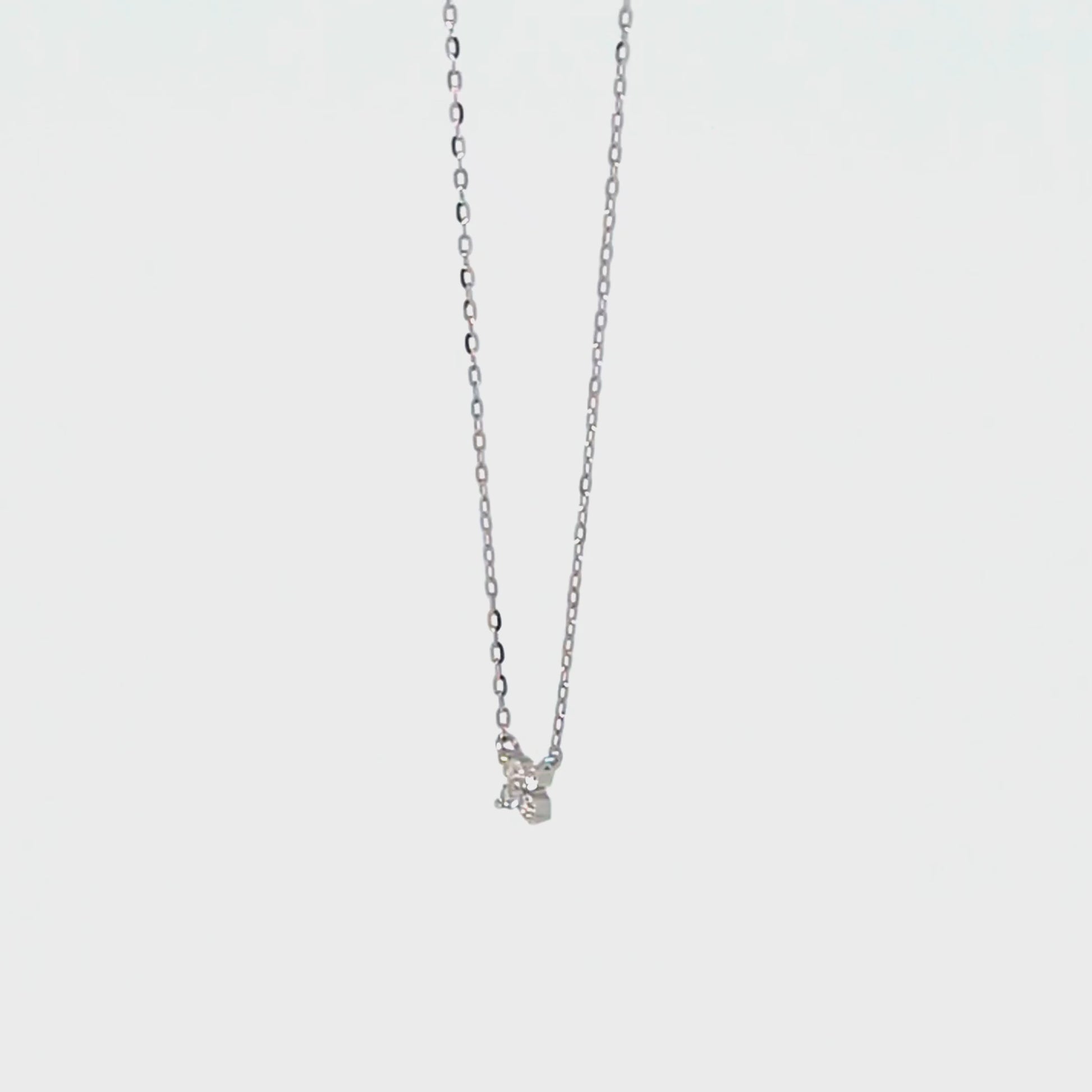 10K Diamond Mini Flower Necklace (White Gold) - Product Video
