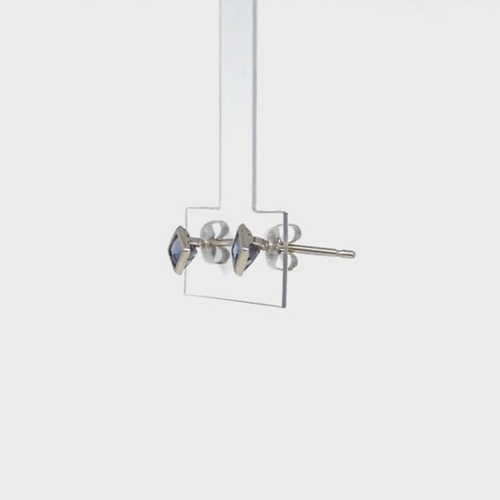[Second Earrings] Platinum Iolite Square Cut Earrings - Product Video