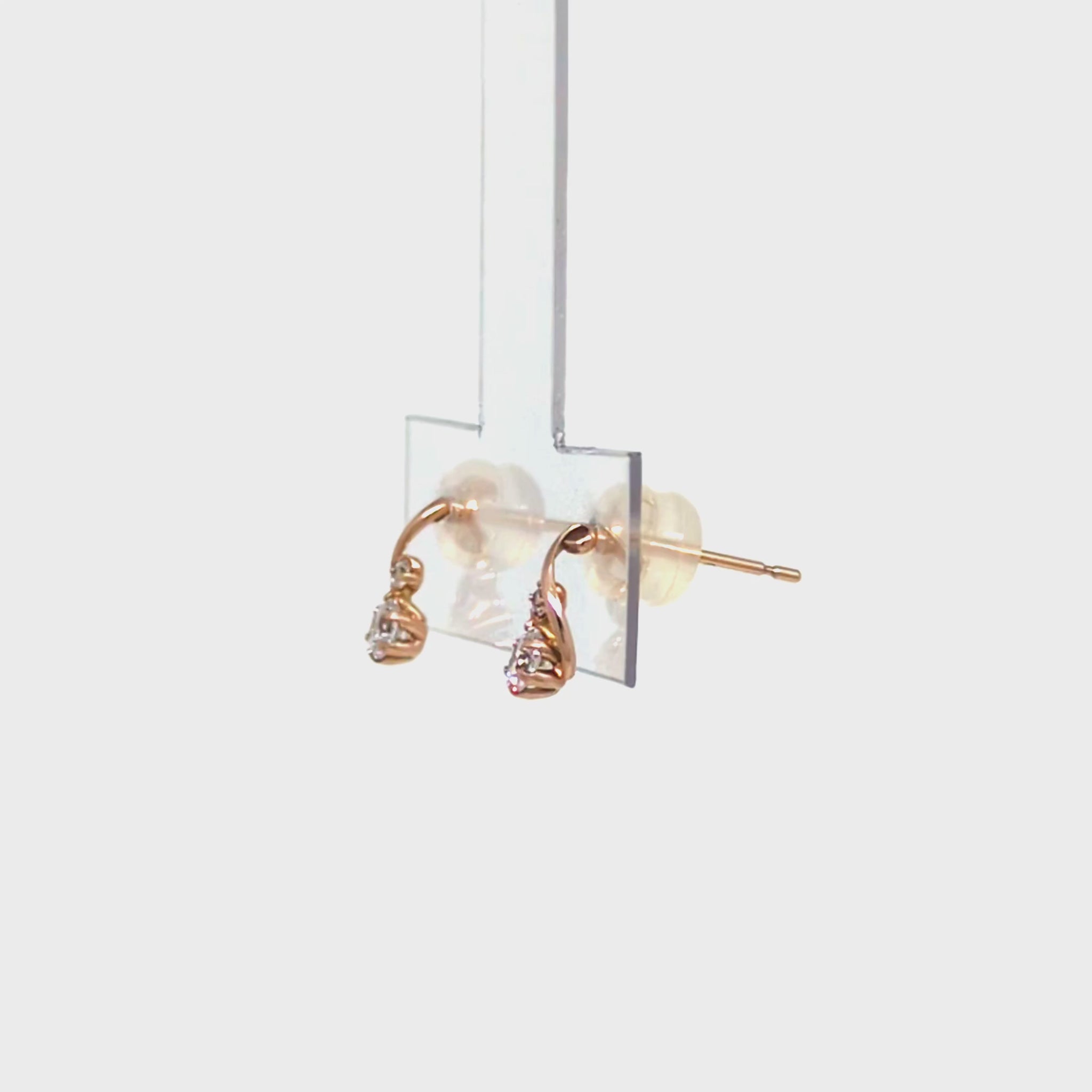 10K Twisted Line Stud Earrings (Rose Gold) - Product Video