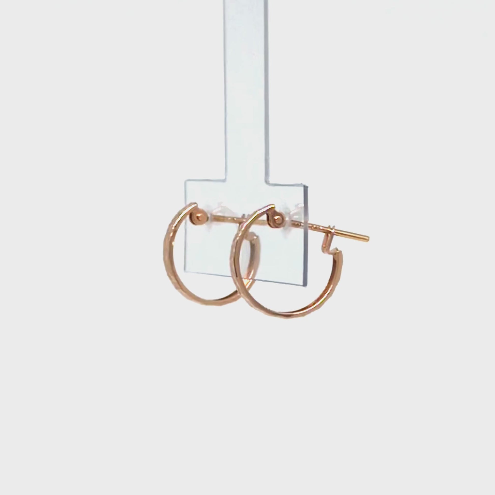 [WEB Exclusive] 18K/10K Flower Cut Slender Hoop Earrings (Rose Gold) - Product Video