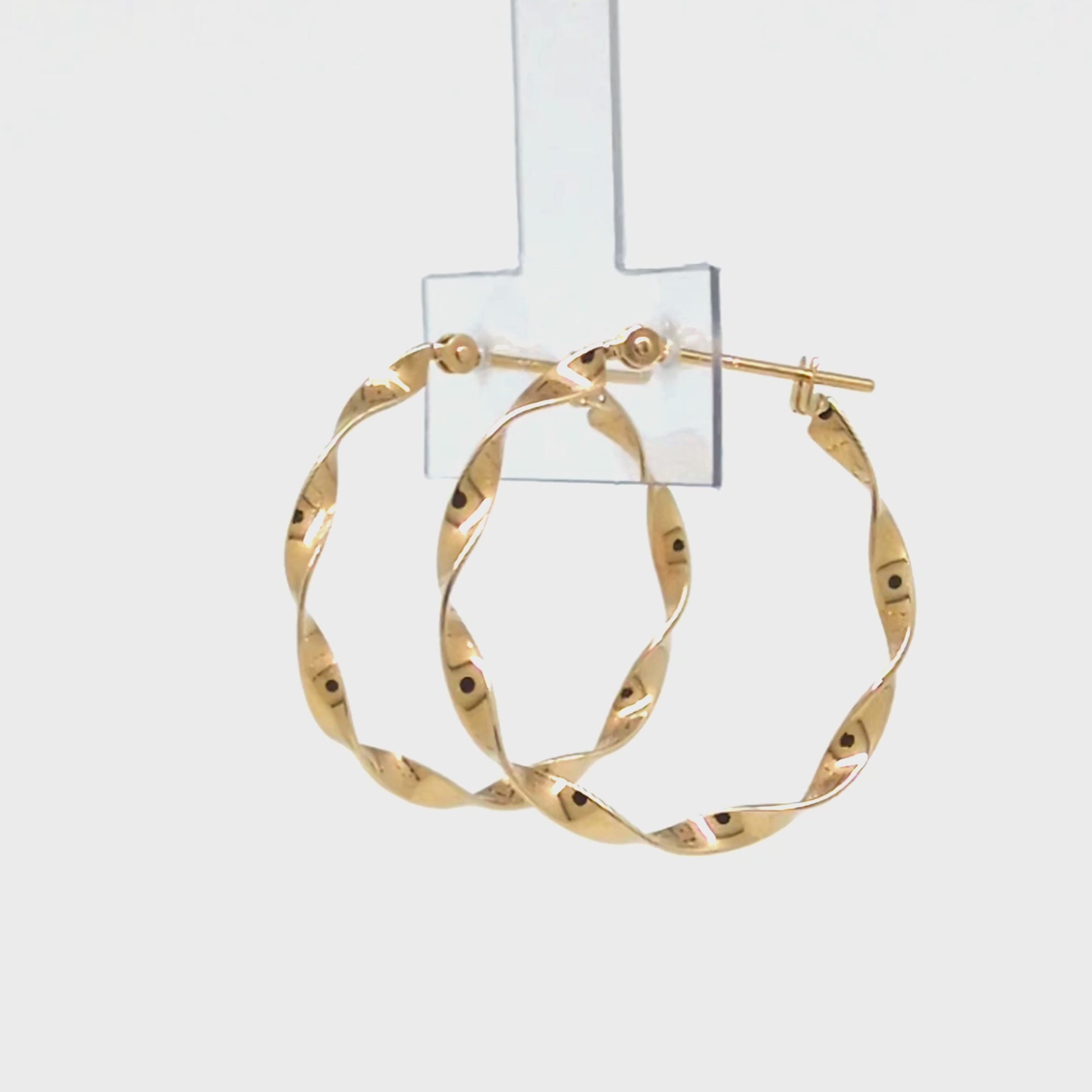 18K/10K Twisted Ribbon Hoop Earrings (Yellow Gold) - Product Video