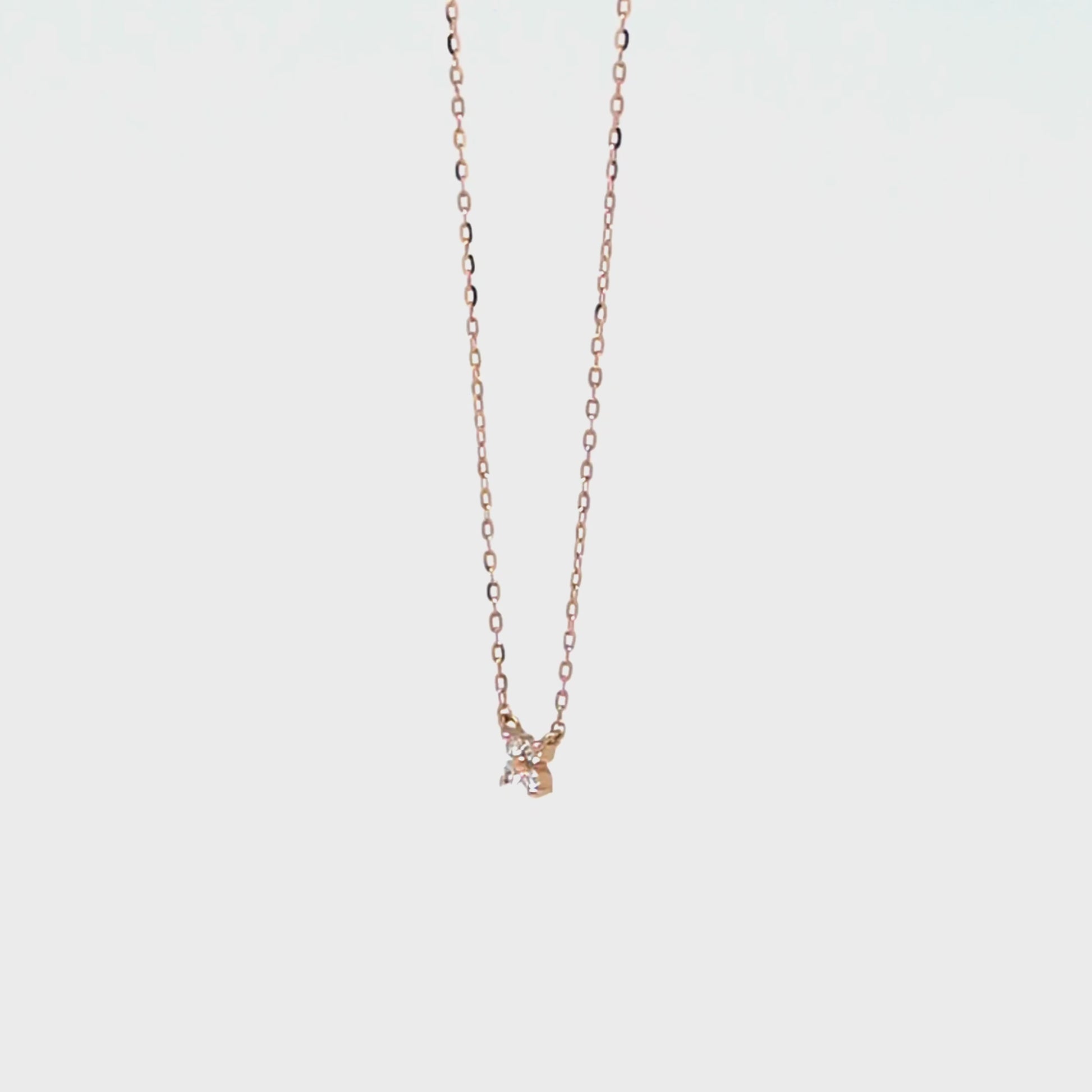 10K Diamond Mini Flower Necklace (Rose Gold) - Product Video
